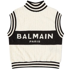 Трикотажный жилет с логотипом Balmain, бежевый