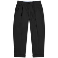 Саржевые брюки Beams Plus с 2 складками, черный