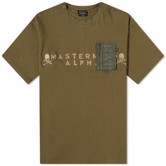 футболка Mastermind Japan x Alpha Cigar Pack, оливковый