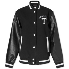 Куртка Letterman на молнии с открытыми рукавами Tommy Jeans, черный