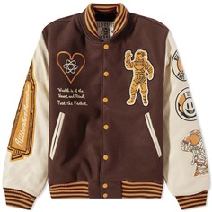 Университетская куртка Galaxy с кожаными рукавами Billionaire Boys Club, коричневый