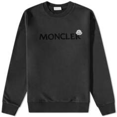 Свитшот с логотипом торговой марки Moncler, черный