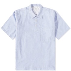 Рубашка из жатого хлопка в полоску Universal Works, синий