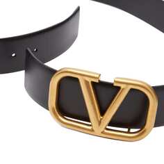 Ремень Valentino с пряжкой и логотипом V, черный