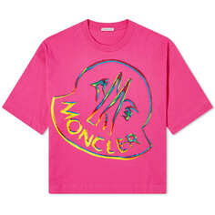 Футболка Moncler с радужным логотипом, розовый