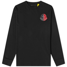 Moncler Genius Двухцветная футболка с длинным рукавом и логотипом, черный