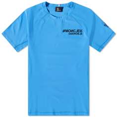 Moncler Grenoble Футболка с техническим тиснением логотипа, синий