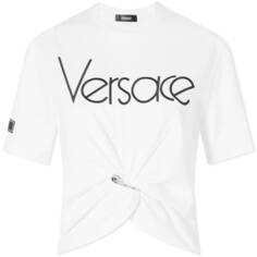 Укороченная футболка Versace, белый/черный