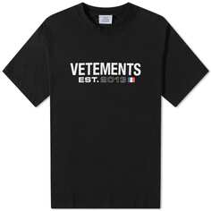 Vetements Футболка с логотипом и флагом, черный