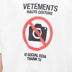 Футболка Vetements No Social Media Couture, белый