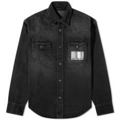 Джинсовая рубашка Vetements с большим штрих-кодом, черный