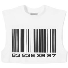 Укороченная футболка без рукавов VTMNTS с большим штрих-кодом, белый