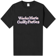 Мытая тяжелая футболка для экипажа Wacko Maria Type 1, черный
