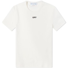 Off-White Базовая футболка Off Stamp в рубчик, белый/черный