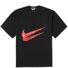 Черная футболка оверсайз с двойным логотипом Comme des Garçons Black x Nike, черный