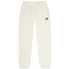 Спортивные штаны Off-White с логотипом и манжетами из флока, бежевый