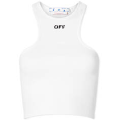 Укороченный топ Off-White в рубчик с логотипом Off-White, белый