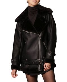 Женская мотоциклетная куртка оверсайз с отделкой из искусственного меха Avec Les Filles, черный