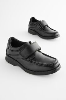 Кожаные школьные туфли с застежкой-липучкой Next, черный