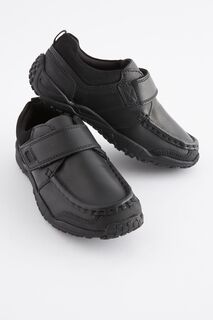 Кожаные школьные туфли с одной застежкой-ремешком Next, черный