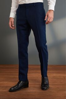 Костюмные брюки из 100 % шерсти Signature Empire Mills с поясом Next, синий