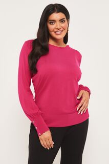 Трикотажный свитер с длинными рукавами и отделкой ракушками Lipsy, розовый