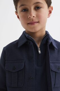 Верхняя рубашка Thomas из чесаного хлопка с накладными карманами Reiss, синий
