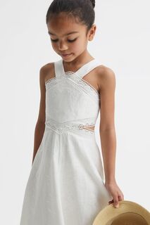 Платье Луиза с вышивкой Reiss, белый