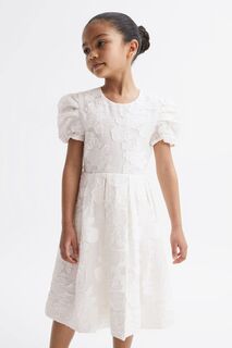 Фактурное платье Amalie с цветочным узором Reiss, белый