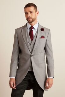 Шерстяной костюмный пиджак Slim Morning приталенного кроя Next, серый