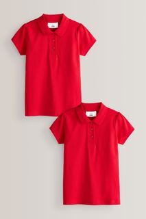 2 хлопковые рубашки-поло с короткими рукавами Next, красный