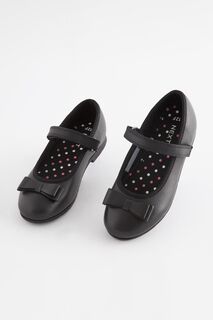 Кожаные школьные туфли в стиле Мэри Джейн с бантом Next, черный