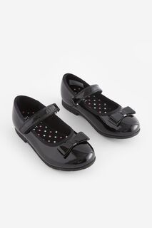 Кожаные школьные туфли в стиле Мэри Джейн с бантом Next, черный