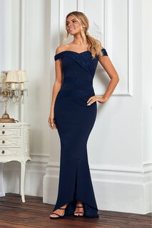 Платье макси Bardot с кружевной вставкой Sistaglam, синий
