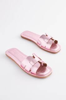 Кожаные сандалии-мюли Forever Comfort на плоской подошве Next, розовый