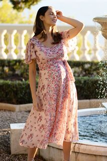 Розовое платье для беременных с цветочным принтом Seraphine, розовый