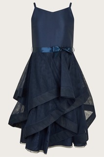 Синее выпускное платье Sienna с рюшами Monsoon, синий