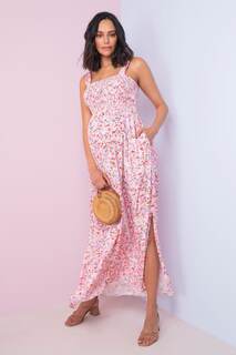 Розовое платье для беременных макси с цветочным мотивом Seraphine, розовый