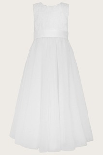 Белое кружевное платье макси из тюля Alice Monsoon, белый