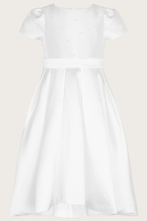 Белое платье Henrietta украшенное жемчугом Monsoon, белый