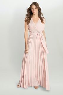 Розовое платье макси Chelsey с плиссированной юбкой Gina Bacconi, розовый