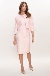Розовое жаккардовое платье Sofya прилегающего кроя и болеро Gina Bacconi, розовый