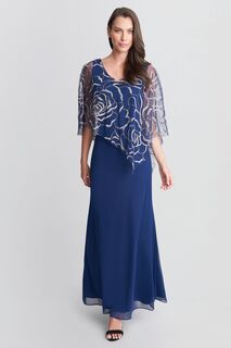 Синее шифоновое платье Sephora с асимметричной накидкой Gina Bacconi, синий