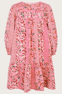 Розовое платье с лоскутным цветочным узором Monsoon, розовый