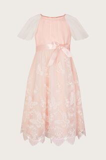 Розовое платье May с кружевной отделкой и узором бабочки Monsoon, розовый
