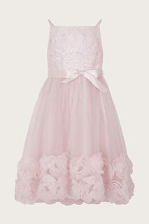Розовое 3D-платье Odette с цветочным мотивом Monsoon, розовый