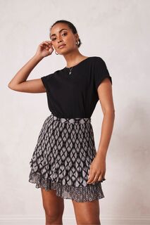 Мини-юбка с комбинированным принтом Mint Velvet, черный
