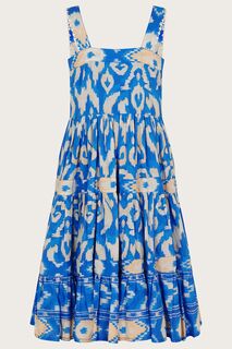 Синее пляжное платье Mini Me Ikat с принтом Monsoon, синий