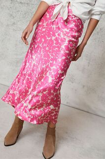 Розовая атласная юбка макси Mimi Mint Velvet, розовый