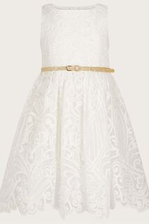 Alea бело-золотое кружевное платье Monsoon, белый